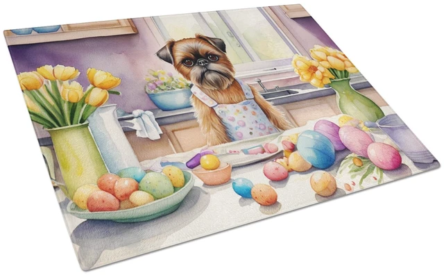 Main image of NEW Decorating Easter Brussels Griffon Glass Cutting Board Decorative Tempered Glass Kitchen Cutting and Serving Board Large Siz