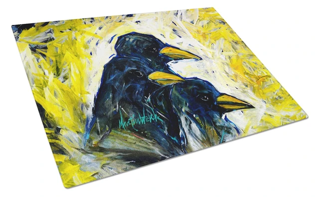 Main image of NEW Baked In A Pie Crows Glass Cutting Board Decorative Tempered Glass Kitchen Cutting and Serving Board Large Size Chopping Boa