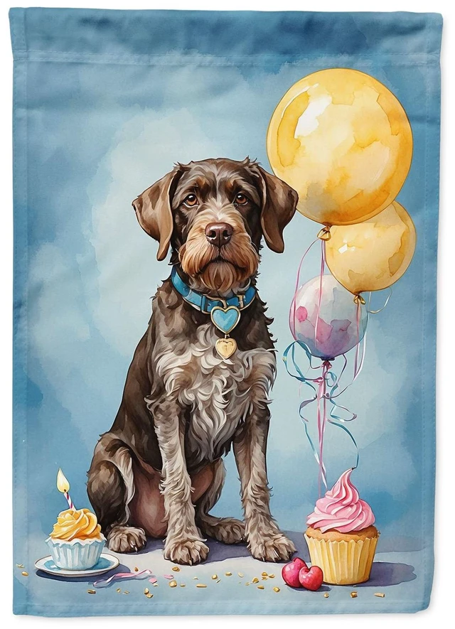 Main image of German Wirehaired Pointer Happy Birthday Garden Flag Mailbox Flag Decorative Yard Flag Banner Outside Patio Artwork Yard Flower