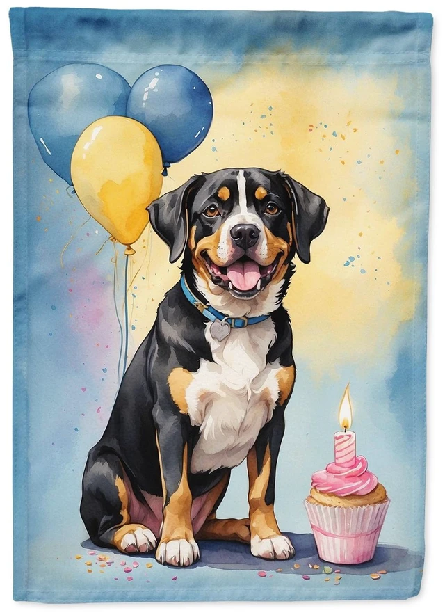 Main image of Entlebucher Mountain Dog Happy Birthday Garden Flag Mailbox Flag Decorative Yard Flag Banner Outside Patio Artwork Yard Flower B