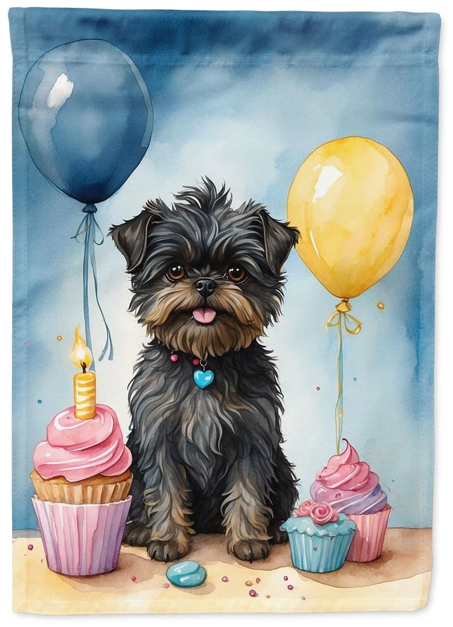 Main image of Affenpinscher Happy Birthday Garden Flag Mailbox Flag Decorative Yard Flag Banner Outside Patio Artwork Yard Flower Beds, Garden