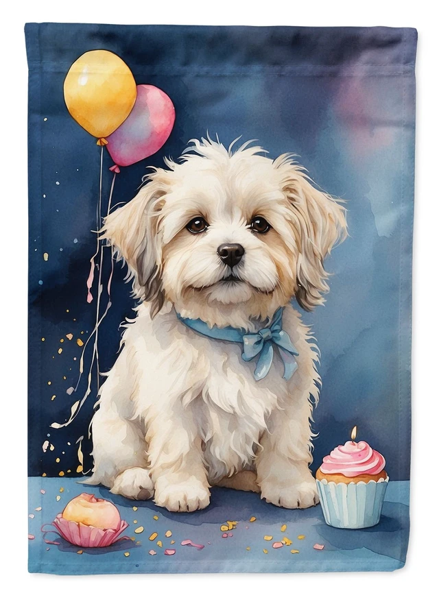 Main image of Coton De Tulear Happy Birthday Garden Flag Mailbox Flag Decorative Yard Flag Banner Outside Patio Artwork Yard Flower Beds, Gard