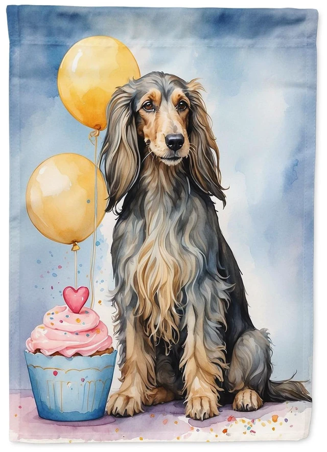 Main image of Afghan Hound Happy Birthday Garden Flag Mailbox Flag Decorative Yard Flag Banner Outside Patio Artwork Yard Flower Beds, Garden