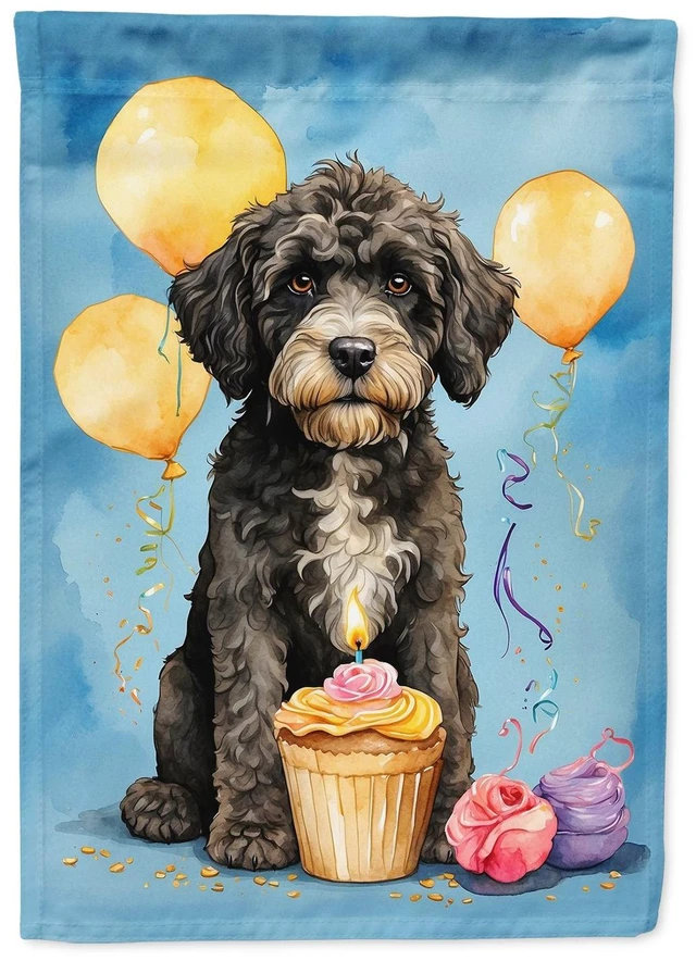 Main image of Portuguese Water Dog Happy Birthday Garden Flag Mailbox Flag Decorative Yard Flag Banner Outside Patio Artwork Yard Flower Beds,