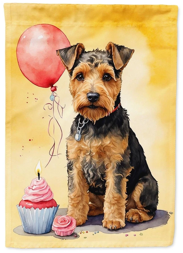 Main image of Welsh Terrier Happy Birthday Garden Flag Mailbox Flag Decorative Yard Flag Banner Outside Patio Artwork Yard Flower Beds, Garden