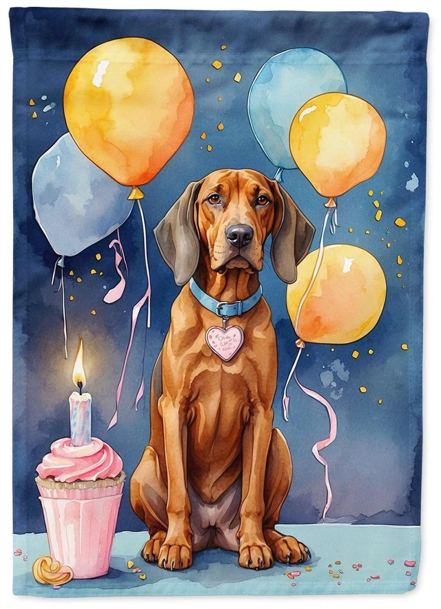 Main image of Redbone Coonhound Happy Birthday Garden Flag Mailbox Flag Decorative Yard Flag Banner Outside Patio Artwork Yard Flower Beds, Ga