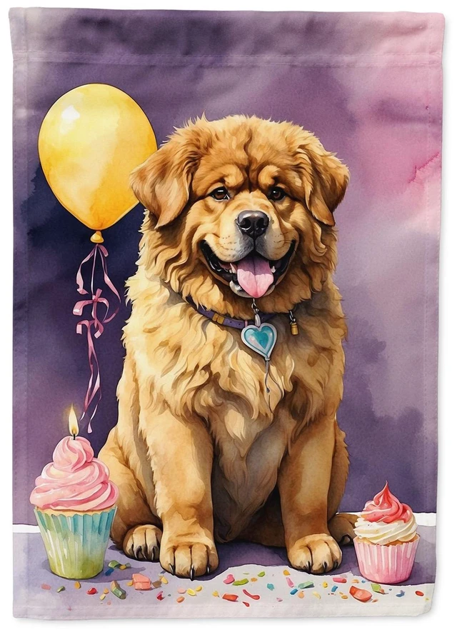 Main image of Tibetan Mastiff Happy Birthday Garden Flag Mailbox Flag Decorative Yard Flag Banner Outside Patio Artwork Yard Flower Beds, Gard
