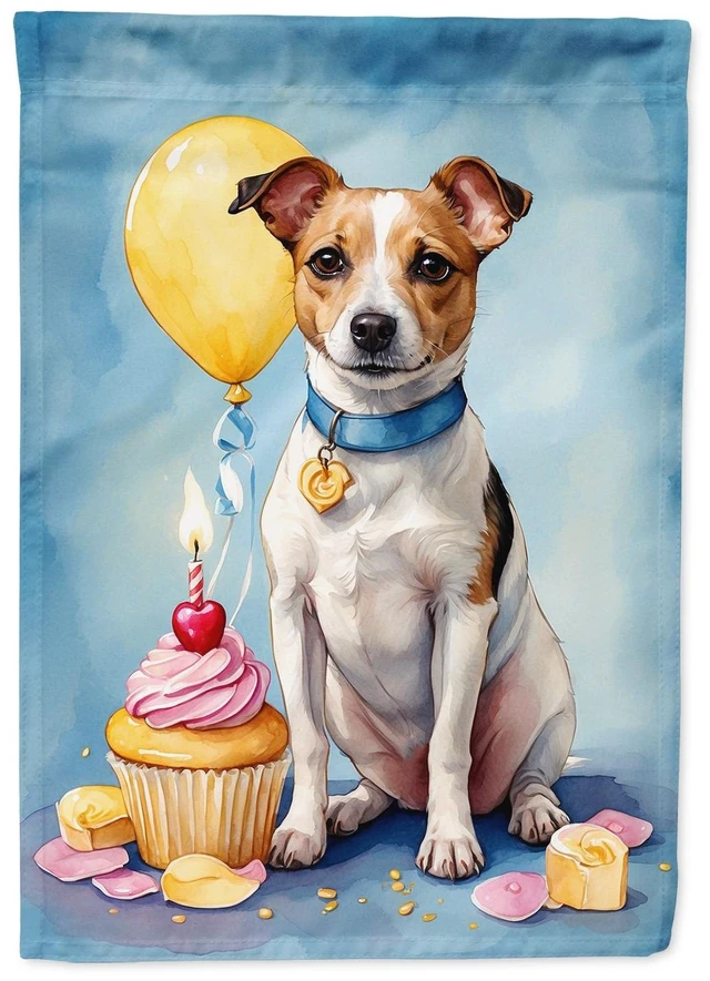 Main image of Jack Russell Terrier Happy Birthday Garden Flag Mailbox Flag Decorative Yard Flag Banner Outside Patio Artwork Yard Flower Beds,
