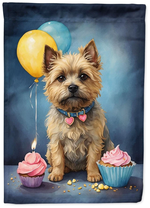 Main image of Cairn Terrier Happy Birthday Garden Flag Mailbox Flag Decorative Yard Flag Banner Outside Patio Artwork Yard Flower Beds, Garden