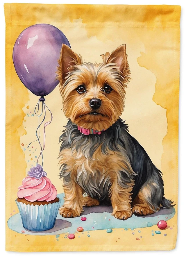Main image of Silky Terrier Happy Birthday House Flag Large Porch Sleeve Pole Decorative Outside Yard Banner Artwork Wall Hanging, Polyester,