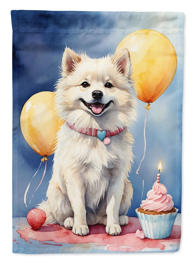 Main image of American Eskimo Happy Birthday Garden Flag Mailbox Flag Decorative Yard Flag Banner Outside Patio Artwork Yard Flower Beds, Gard