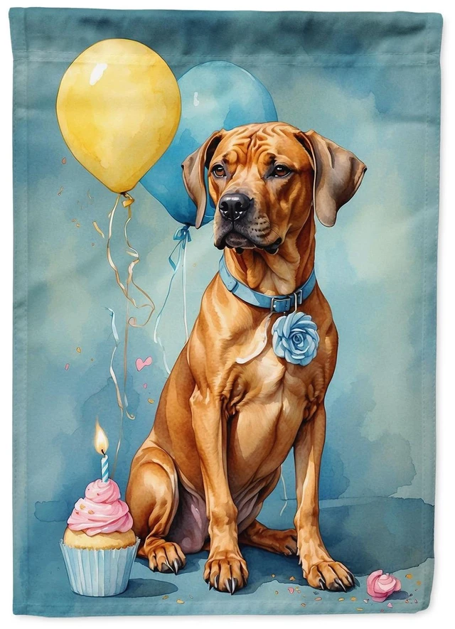 Main image of Rhodesian Ridgeback Happy Birthday Garden Flag Mailbox Flag Decorative Yard Flag Banner Outside Patio Artwork Yard Flower Beds,