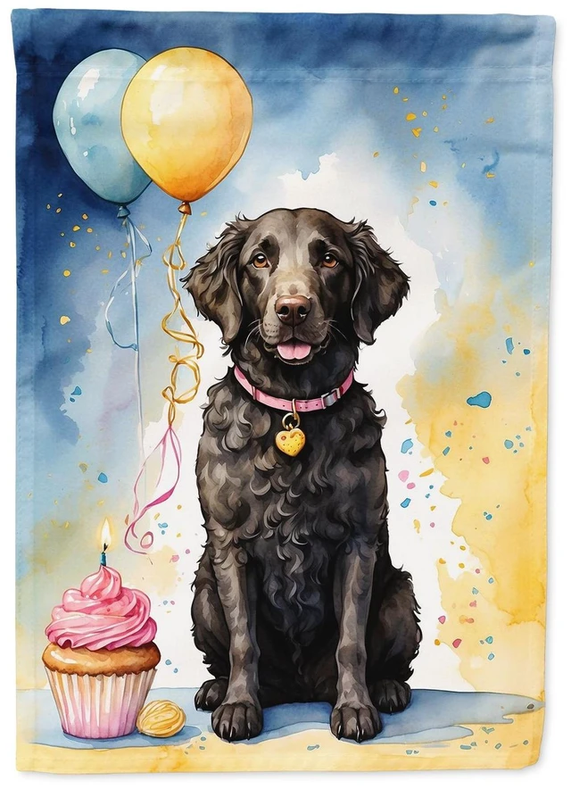 Main image of Curly Coated Retriever Happy Birthday Garden Flag Mailbox Flag Decorative Yard Flag Banner Outside Patio Artwork Yard Flower Bed
