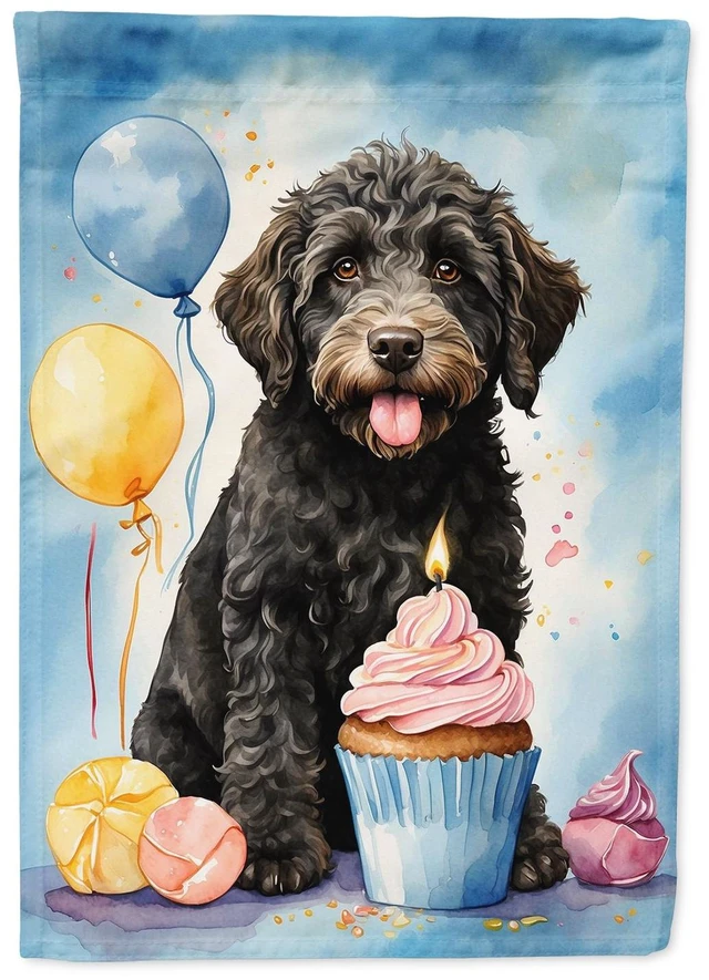 Main image of Labradoodle Black Happy Birthday Garden Flag Mailbox Flag Decorative Yard Flag Banner Outside Patio Artwork Yard Flower Beds, Ga