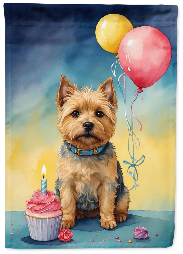 Main image of Norwich Terrier Happy Birthday Garden Flag Mailbox Flag Decorative Yard Flag Banner Outside Patio Artwork Yard Flower Beds, Gard