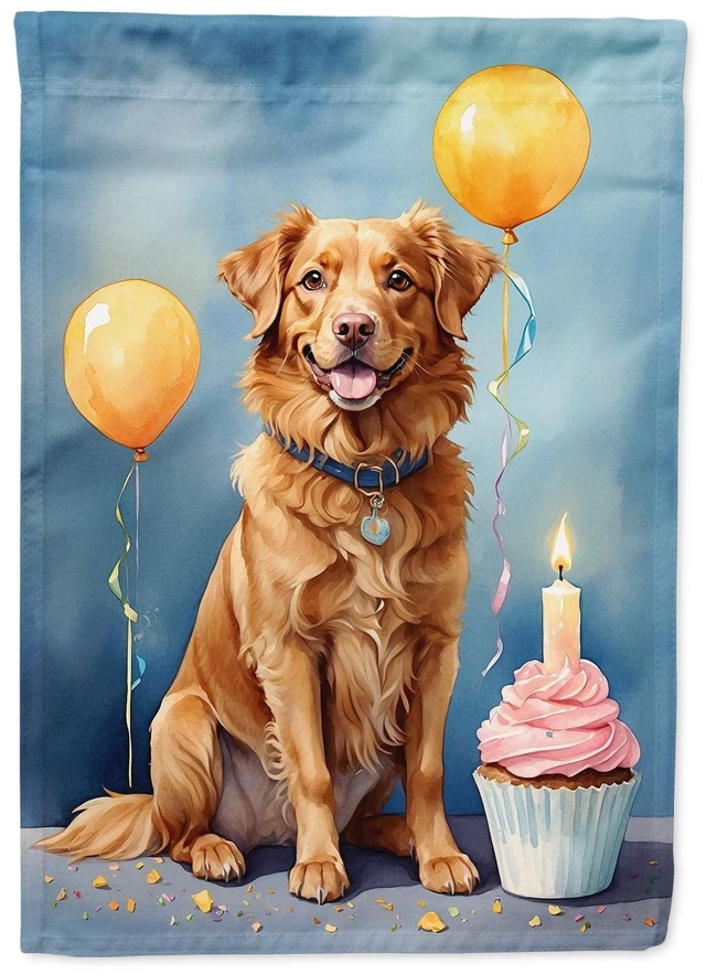 Main image of Nova Scotia Duck Tolling Retriever Happy Birthday Garden Flag Mailbox Flag Decorative Yard Flag Banner Outside Patio Artwork Yar