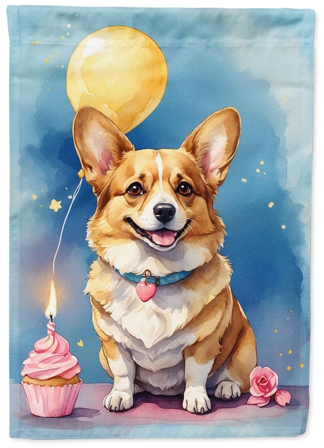 Main image of Corgi Happy Birthday Garden Flag Mailbox Flag Decorative Yard Flag Banner Outside Patio Artwork Yard Flower Beds, Garden Size, M