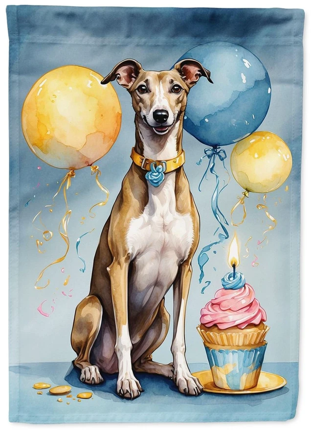 Main image of Greyhound Happy Birthday Garden Flag Mailbox Flag Decorative Yard Flag Banner Outside Patio Artwork Yard Flower Beds, Garden Siz