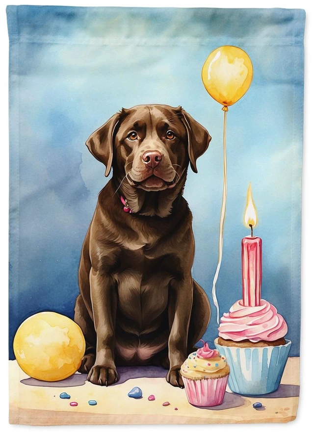Main image of Chocolate Labrador Retriever Happy Birthday Garden Flag Mailbox Flag Decorative Yard Flag Banner Outside Patio Artwork Yard Flow