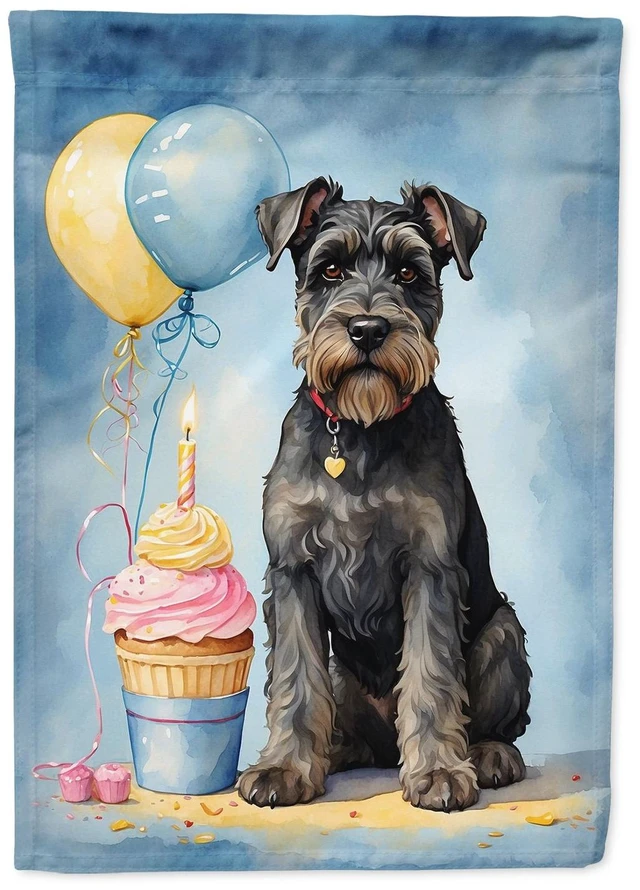 Main image of Schnauzer Happy Birthday Garden Flag Mailbox Flag Decorative Yard Flag Banner Outside Patio Artwork Yard Flower Beds, Garden Siz