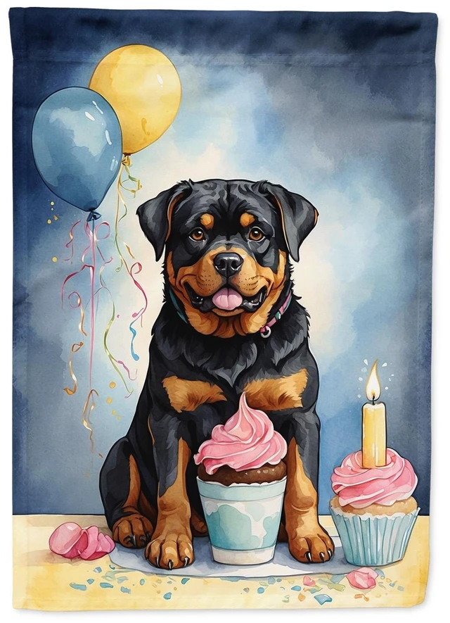 Main image of Rottweiler Happy Birthday Garden Flag Mailbox Flag Decorative Yard Flag Banner Outside Patio Artwork Yard Flower Beds, Garden Si