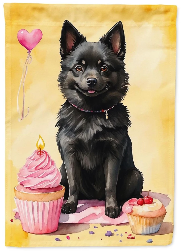 Main image of Schipperke Happy Birthday Garden Flag Mailbox Flag Decorative Yard Flag Banner Outside Patio Artwork Yard Flower Beds, Garden Si