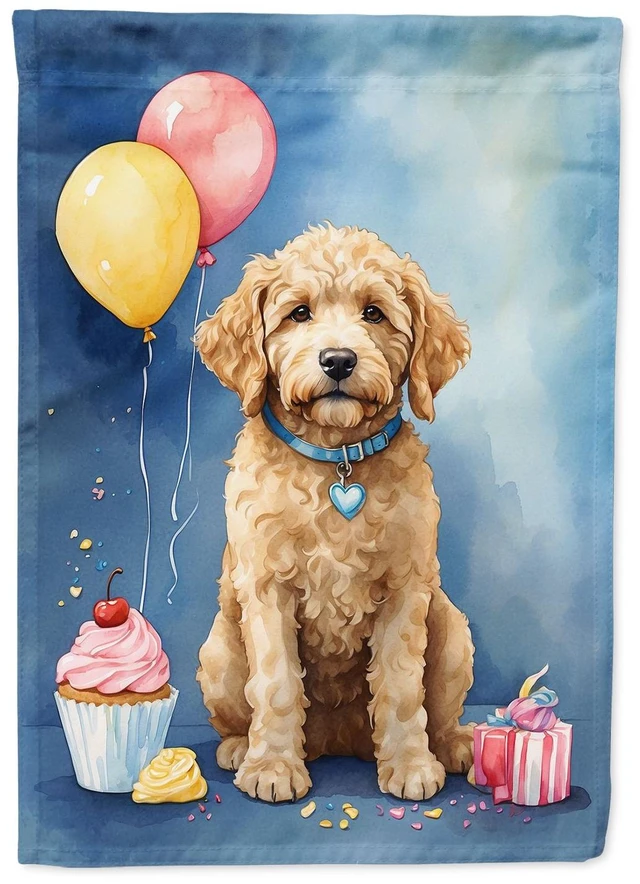 Main image of Goldendoodle Happy Birthday Garden Flag Mailbox Flag Decorative Yard Flag Banner Outside Patio Artwork Yard Flower Beds, Garden