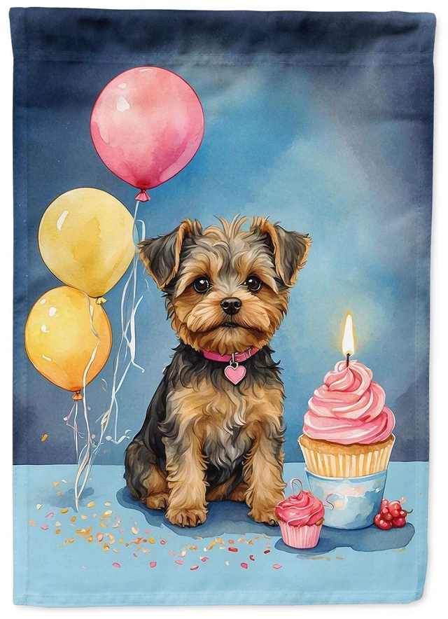 Main image of Yorkipoo Happy Birthday Garden Flag Mailbox Flag Decorative Yard Flag Banner Outside Patio Artwork Yard Flower Beds, Garden Size