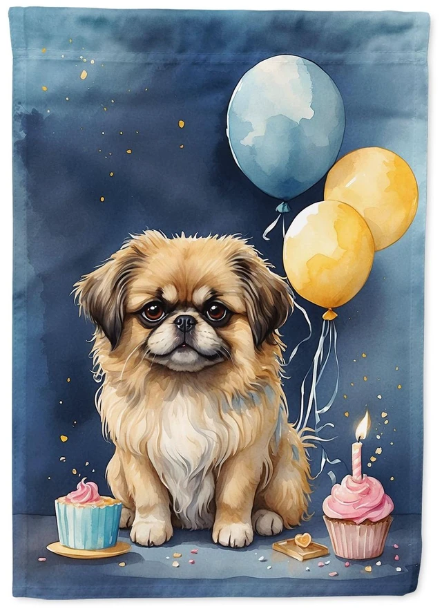 Main image of Pekingese Happy Birthday Garden Flag Mailbox Flag Decorative Yard Flag Banner Outside Patio Artwork Yard Flower Beds, Garden Siz
