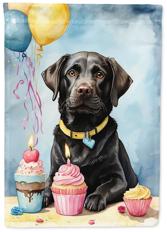 Main image of Black Labrador Retriever Happy Birthday Garden Flag Mailbox Flag Decorative Yard Flag Banner Outside Patio Artwork Yard Flower B