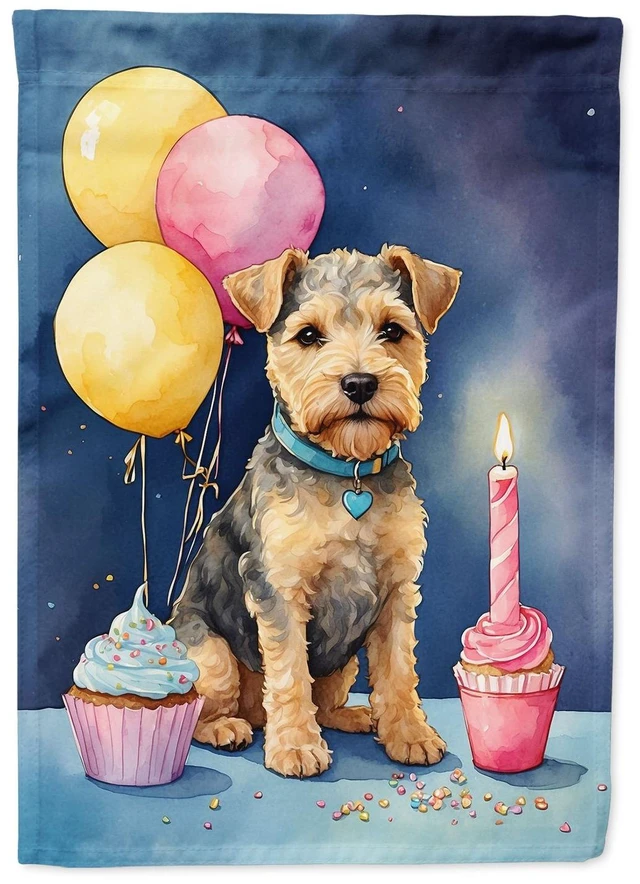 Main image of Lakeland Terrier Happy Birthday House Flag Large Porch Sleeve Pole Decorative Outside Yard Banner Artwork Wall Hanging, Polyeste