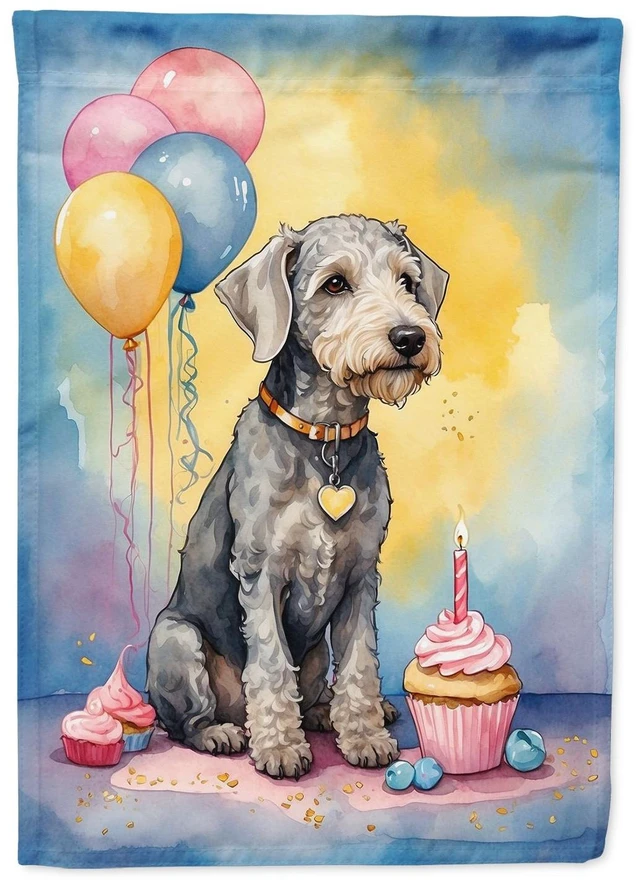 Main image of Bedlington Terrier Happy Birthday Garden Flag Mailbox Flag Decorative Yard Flag Banner Outside Patio Artwork Yard Flower Beds, G