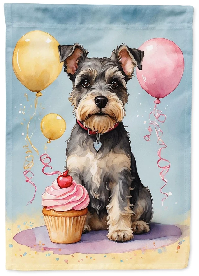 Main image of Schnauzer Happy Birthday House Flag Large Porch Sleeve Pole Decorative Outside Yard Banner Artwork Wall Hanging, Polyester, Hous