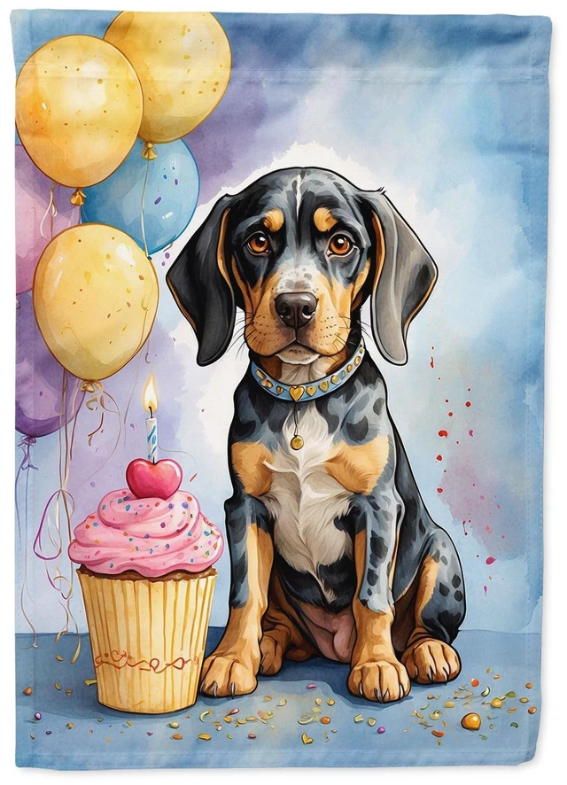 Main image of Bluetick Coonhound Happy Birthday Garden Flag Mailbox Flag Decorative Yard Flag Banner Outside Patio Artwork Yard Flower Beds, G