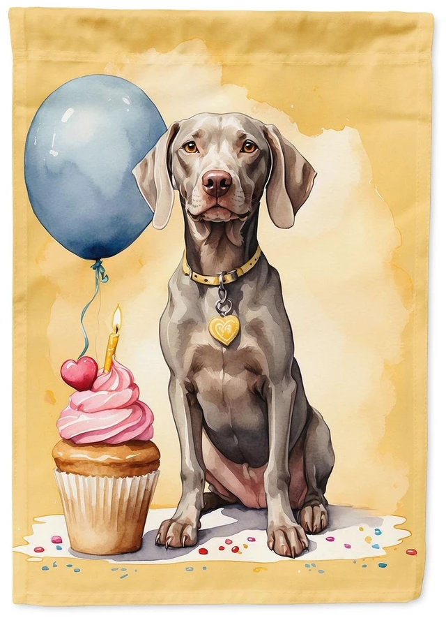 Main image of Weimaraner Happy Birthday Garden Flag Mailbox Flag Decorative Yard Flag Banner Outside Patio Artwork Yard Flower Beds, Garden Si