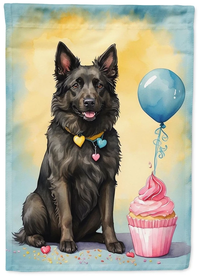 Main image of Belgian Sheepdog Happy Birthday House Flag Large Porch Sleeve Pole Decorative Outside Yard Banner Artwork Wall Hanging, Polyeste