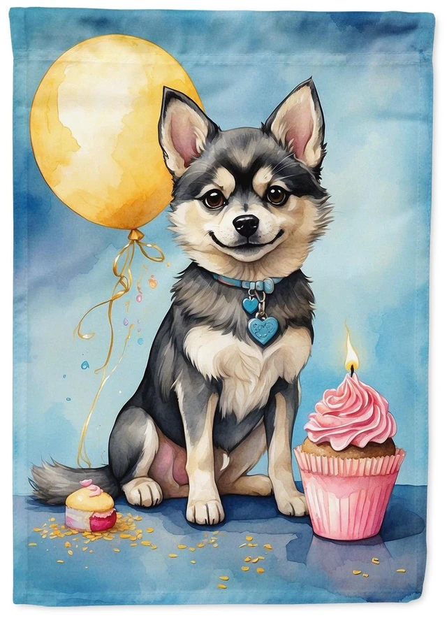 Main image of Alaskan Klee Kai Happy Birthday Garden Flag Mailbox Flag Decorative Yard Flag Banner Outside Patio Artwork Yard Flower Beds, Gar