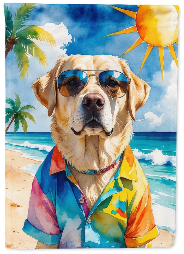 Main image of Yellow Labrador Retriever Summer Beach Time Garden Flag Mailbox Decorative Yard Banner Outside Patio Artwork for Flower Beds, Ga