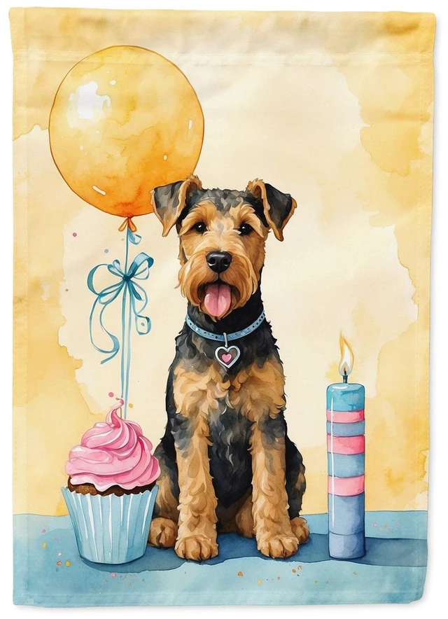 Main image of Airedale Terrier Happy Birthday Garden Flag Mailbox Flag Decorative Yard Flag Banner Outside Patio Artwork Yard Flower Beds, Gar