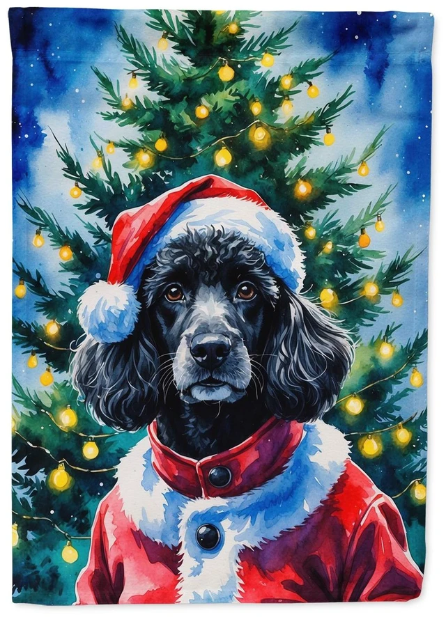 Main image of Black Poodle Christmas Garden Flag Mailbox Decorative Yard Banner Outside Patio Artwork for Flower Beds, Garden Size, Multicolor