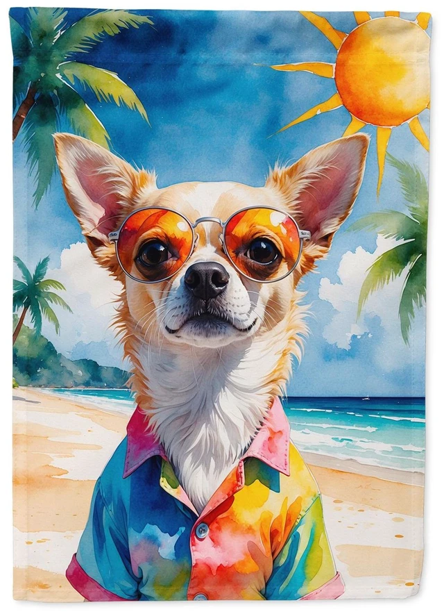 Main image of Chihuahua Summer Beach Time Garden Flag Mailbox Decorative Yard Banner Outside Patio Artwork for Flower Beds, Garden Size, Multi
