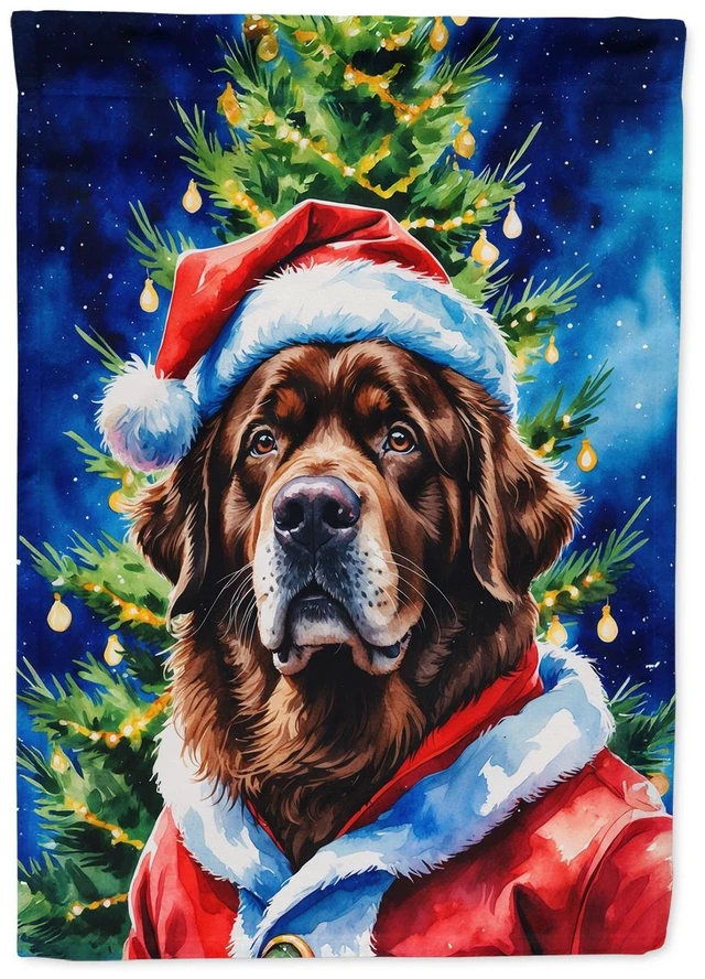 Main image of Chocolate Newfoundland Christmas Garden Flag Mailbox Decorative Yard Banner Outside Patio Artwork for Flower Beds, Garden Size,