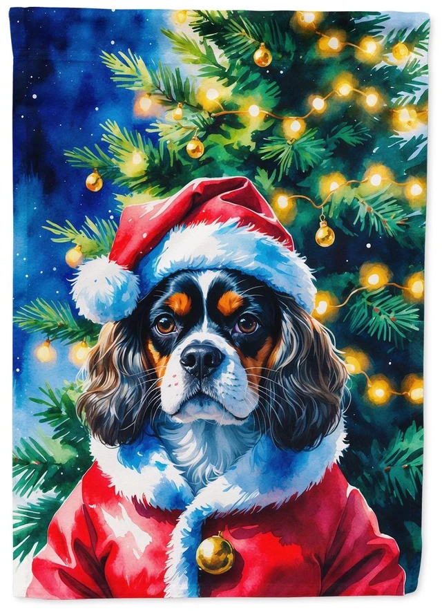 Main image of Tricolor Cavalier Spaniel Christmas Garden Flag Mailbox Decorative Yard Banner Outside Patio Artwork for Flower Beds, Garden Siz