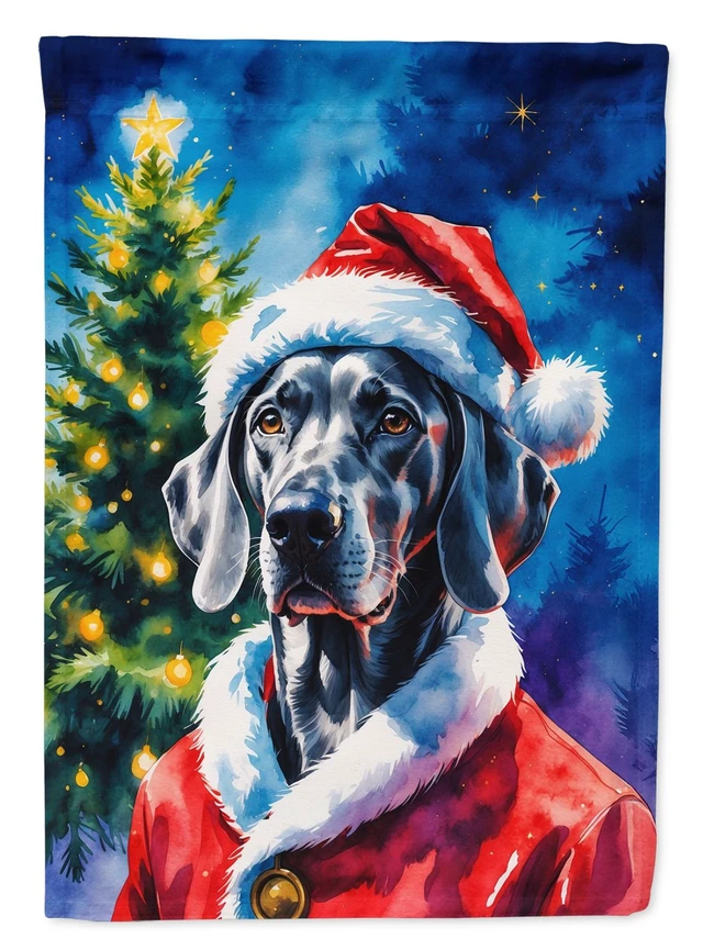 Main image of Weimaraner Christmas House Flag Large Porch Sleeve Pole Decorative Outside Yard Banner Artwork Wall Hanging, Polyester, House Si