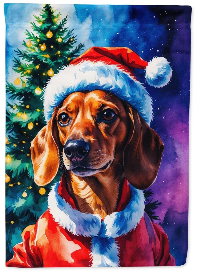 Main image of Red Dachshund Christmas Garden Flag Mailbox Decorative Yard Banner Outside Patio Artwork for Flower Beds, Garden Size, Multicolo