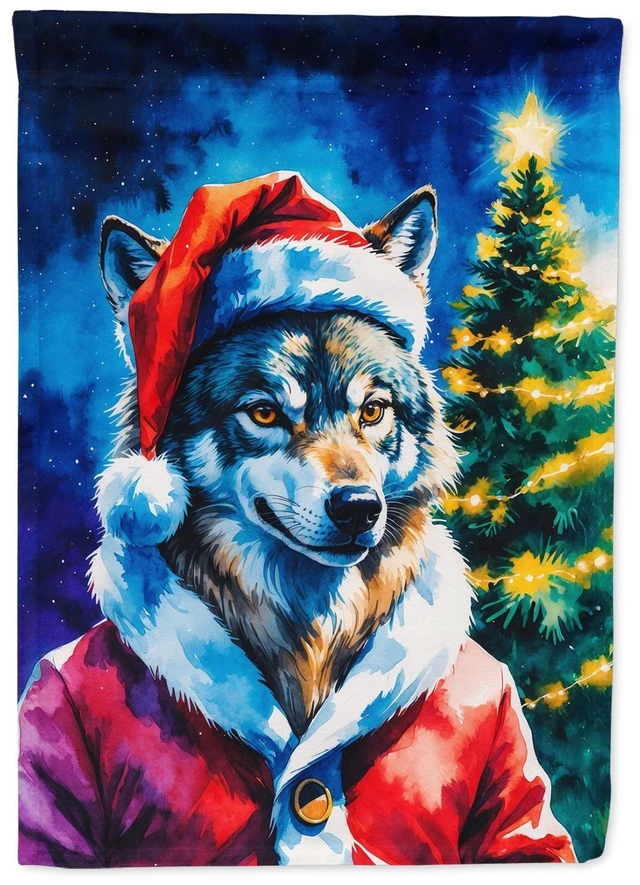 Main image of Wolf Christmas Garden Flag Mailbox Decorative Yard Banner Outside Patio Artwork for Flower Beds, Garden Size, Multicolor
