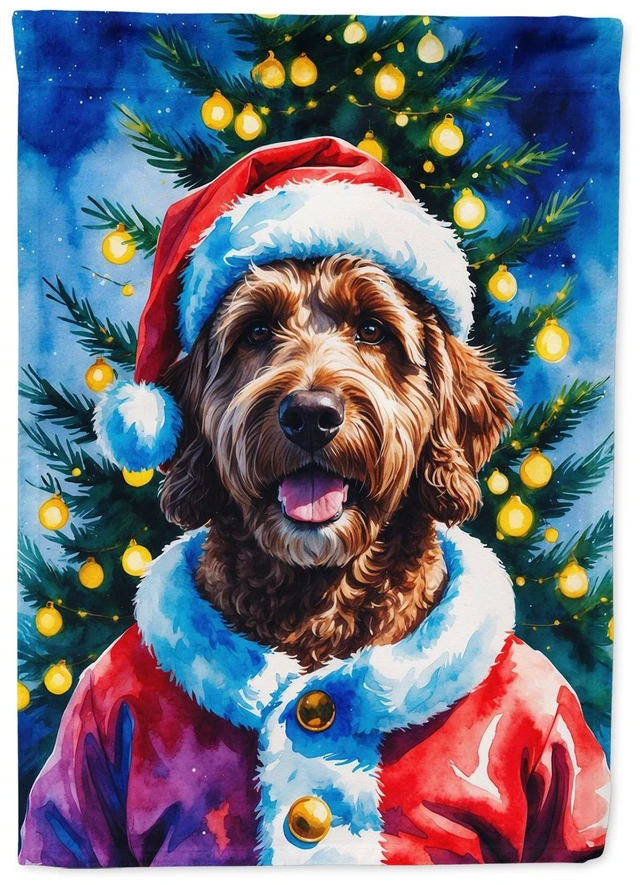 Main image of Chocolate Labradoodle Christmas Garden Flag Mailbox Decorative Yard Banner Outside Patio Artwork for Flower Beds, Garden Size, M