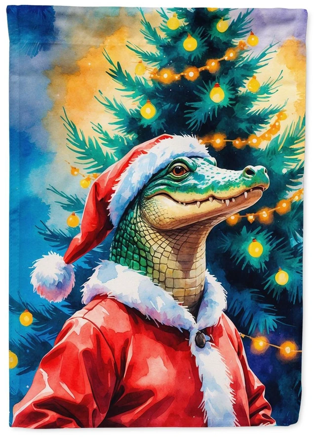 Main image of Alligator Christmas Garden Flag Mailbox Decorative Yard Banner Outside Patio Artwork for Flower Beds, Garden Size, Multicolor