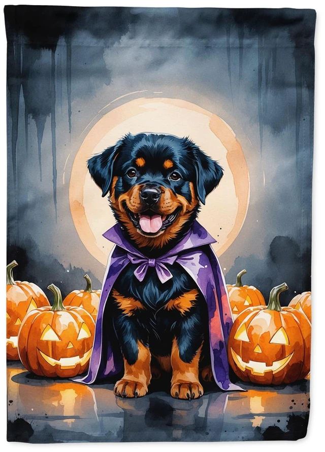 Main image of Rottweiler Puppy Halloween Garden Flag Mailbox Decorative Yard Banner Outside Patio Artwork for Flower Beds, Garden Size, Multic