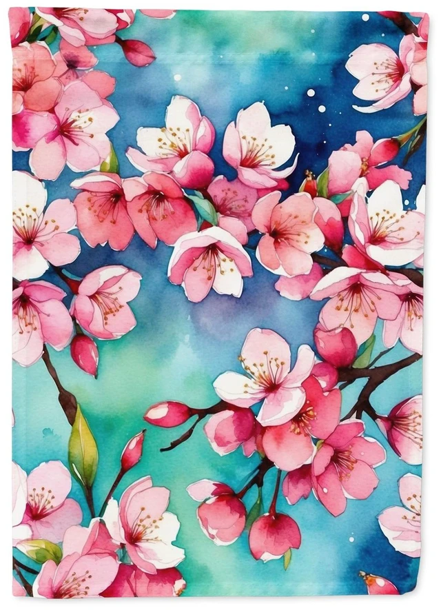 Main image of Cherry Blossoms Garden Flag Mailbox Decorative Yard Banner Outside Patio Artwork for Flower Beds, Garden Size, Multicolor